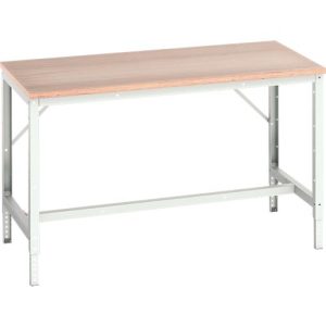 Werkbank Bott verso, Multiplex-Platte, mit Querstrebenset, B 1500 x T 800 x H 780 – 930 mm, RAL 7035 Lichtgrau