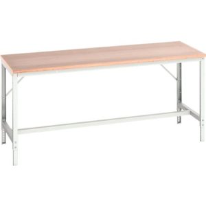 Werkbank Bott verso, Multiplex-Platte, mit Querstrebenset, B 2000 x T 800 x H 780 – 930 mm, RAL 7035 Lichtgrau