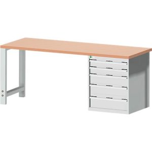 Werkbank cubio W-2077-11-2.34, lichtgrau