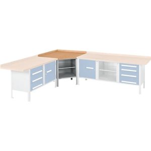 Werkbank-Ecklösung Schäfer Shop Select PWi 75, Buche Multiplexplatte, bis 750 kg, B 1095 x T 1095 x H 840 mm