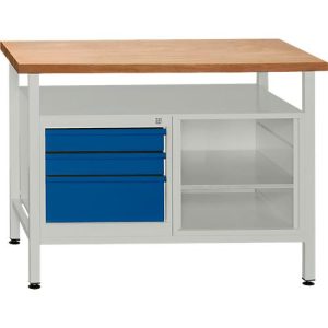 Werkbank mit 1 Fachboden und 3 Schubladen