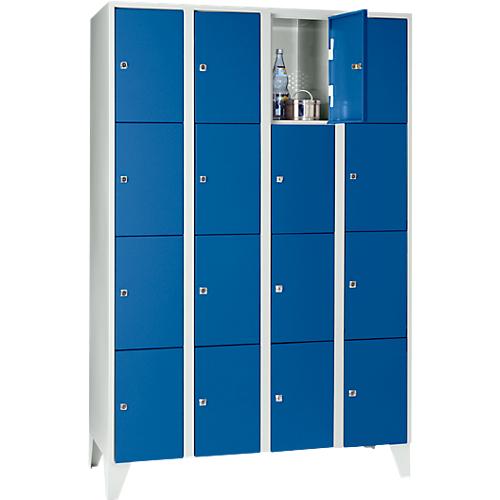 Wertfachschrank 300 mm, 4 Abteile, 16 Fächer, Sicherheitszylinderschloss, Fuß, enzianblau