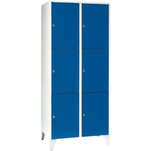 Wertfachschrank 400 mm, 2 Abteile, 6 Fächer, Sicherheitszylinderschloss, Fuß, enzianblau