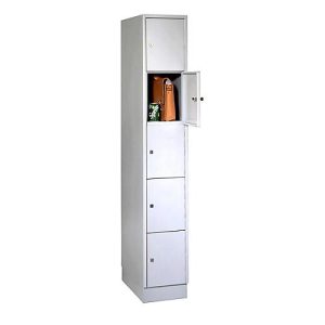 Wertfachschrank, mit Sockel, Fächeranzahl 5, Fachbreite 300 mm, Sicherheitszylinderschloss, lichtgrau