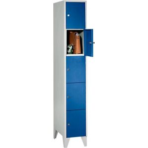 Wertfachschrank, mit Stollenfüße, Fächeranzahl 5, Fachbreite 300 mm, Sicherheitszylinderschloss, enzianblau