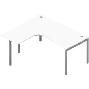 Winkelschreibtisch ARLON-OFFICE, 4-Fuß, Ansatz links, B 1600 x T 1200 x H 730 mm, weiß