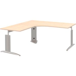 Winkelschreibtisch BARI, 90°, Winkel links, C-Fuß, B 1800 x T 1800 mm, Ahorn-Dekor