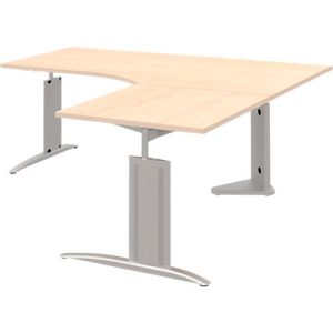 Winkelschreibtisch BARI, 90°, Winkel rechts, C-Fuß, B 1800 x T 800 mm, Ahorn-Dekor