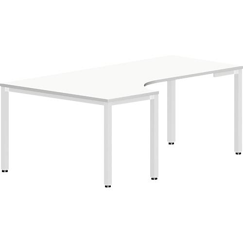 Winkelschreibtisch BEXXSTAR, Quadratrohrfuß, Ansatz links, B 2000 x T 800/1200 x H 740 mm, weiß