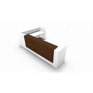 Winkeltheke Spezia, B 3655 x T 2055 x H 1130 mm, weiß/Leder braun Winkeltheke Spezia, B 3655 x T 2055 x H 1130 mm, weiß/Leder braun