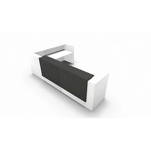 Winkeltheke Spezia, B 3655 x T 2055 x H 1130 mm, weiß/Leder grau Winkeltheke Spezia, B 3655 x T 2055 x H 1130 mm, weiß/Leder grau