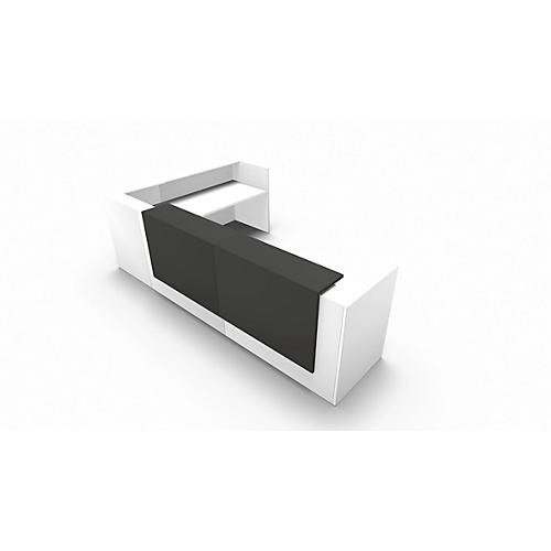 Winkeltheke Spezia, B 3655 x T 2055 x H 1130 mm, weiß/Leder grau