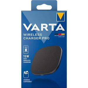 Wireless Charger Varta Pro, Schnellladen 15 W, für Qi-kompatible Geräte, USB Type C (inkl. Kabel), B 100 x T 100 x H 65 mm, schwarz