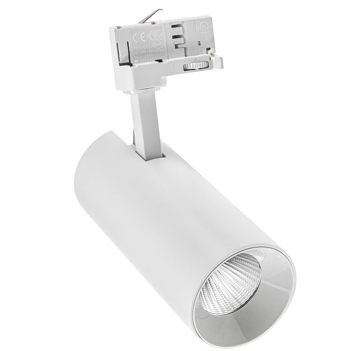 weißer Stromschienenstrahler 25W LED 2600lm warmweißes Licht. 36° & 60°