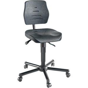 XXL-Arbeitsdrehstuhl meychair Workster Pro W15-01085, dreh- & höhenverstellbar, bis 250 kg, B 470 x T 470 x H 880 – 1020 mm, Stahl & PU, desinfektionsmittelbeständig, schwarz